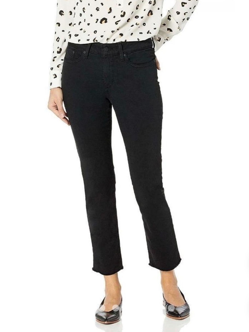 NYDJ Sheri slim black jeans ankle rivet side slits size 24W new
